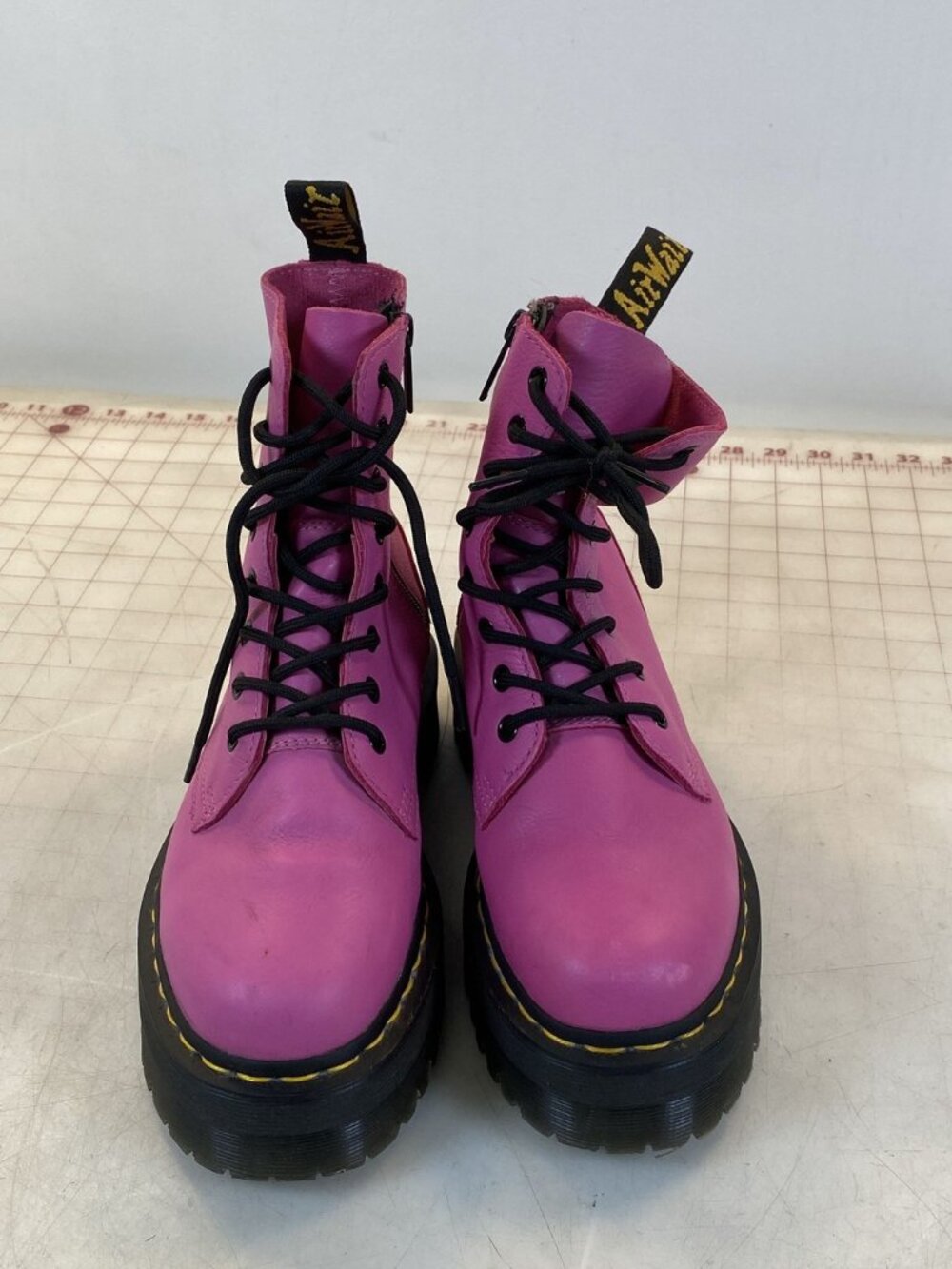 Doc Dr. Martens~ Jadon Pink Platform Lace Front Boots~Size 7 Mens - Size 8 Women
